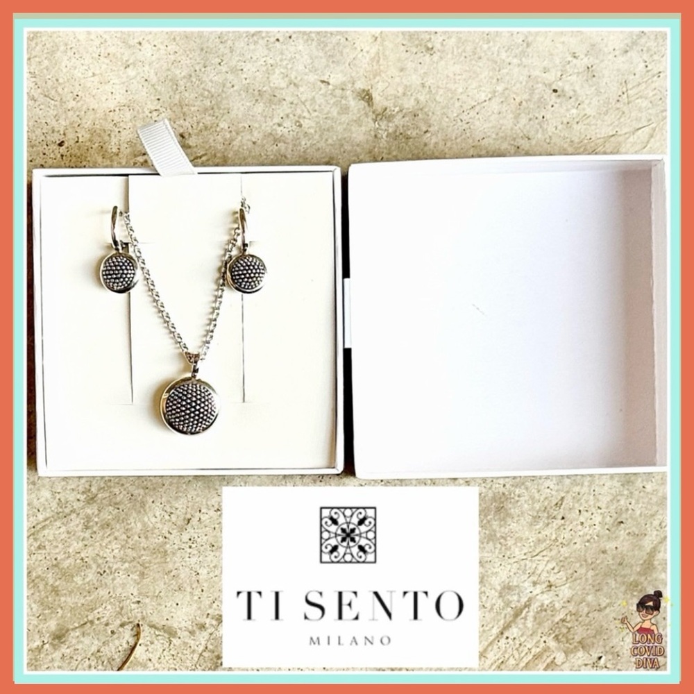 ✨NIB/Ti Sento-Milano/925 Silver, Classic Pendant Necklace & Earrings